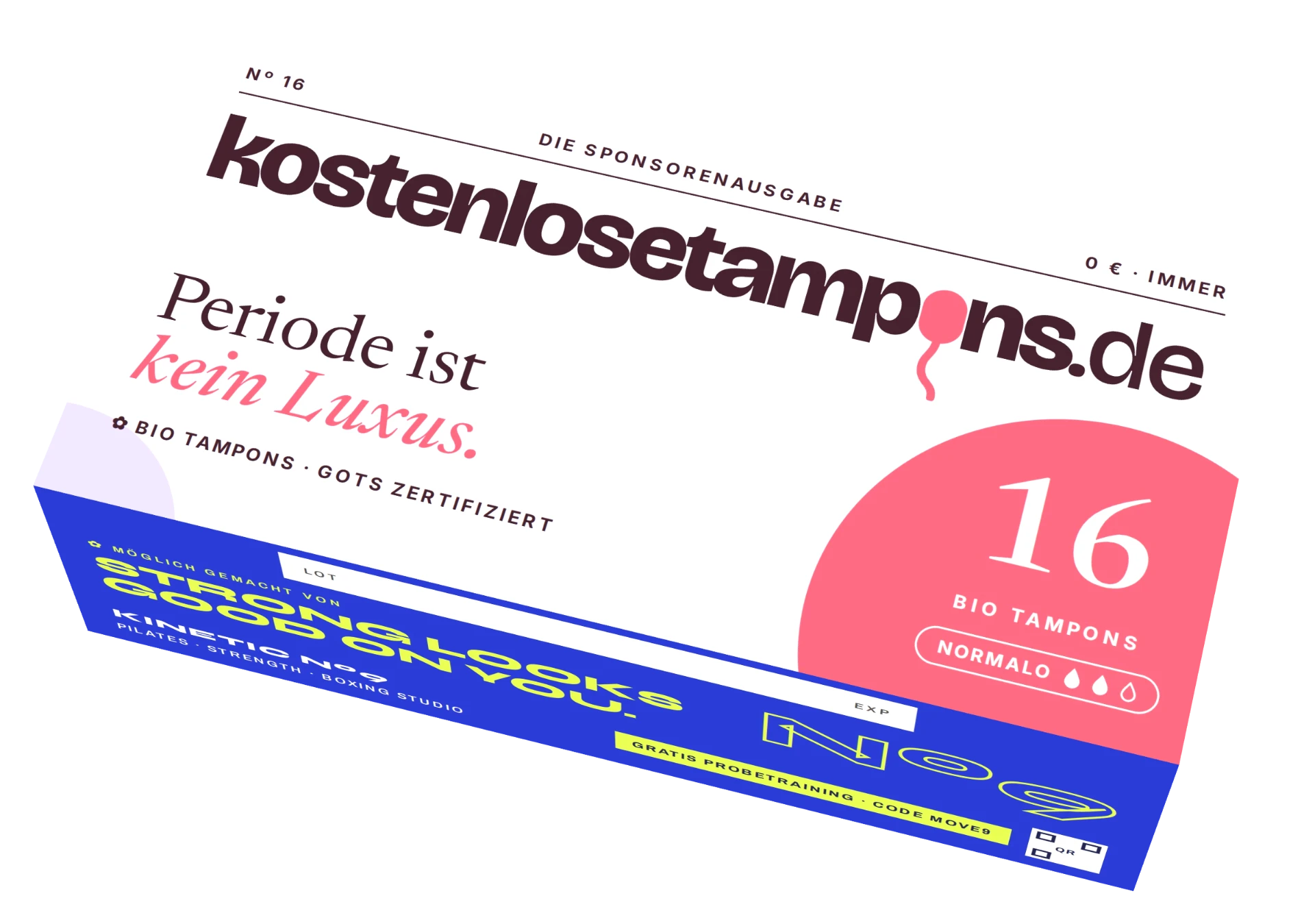 Deckel der Bio-Tampon-Box mit Beispielmarken